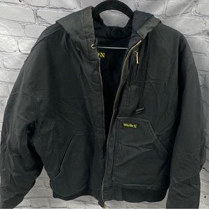 Walls Workwear Men's Large Heavy Duty Insulated Duck Hooded Bomber Coat canvas